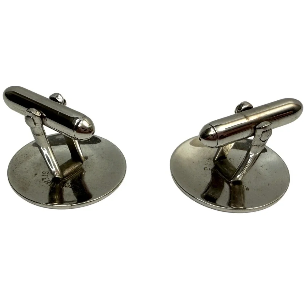 Vintage Silver Tone Round Textured Cufflinks Mens Formal Occasion Jewelry 1 in